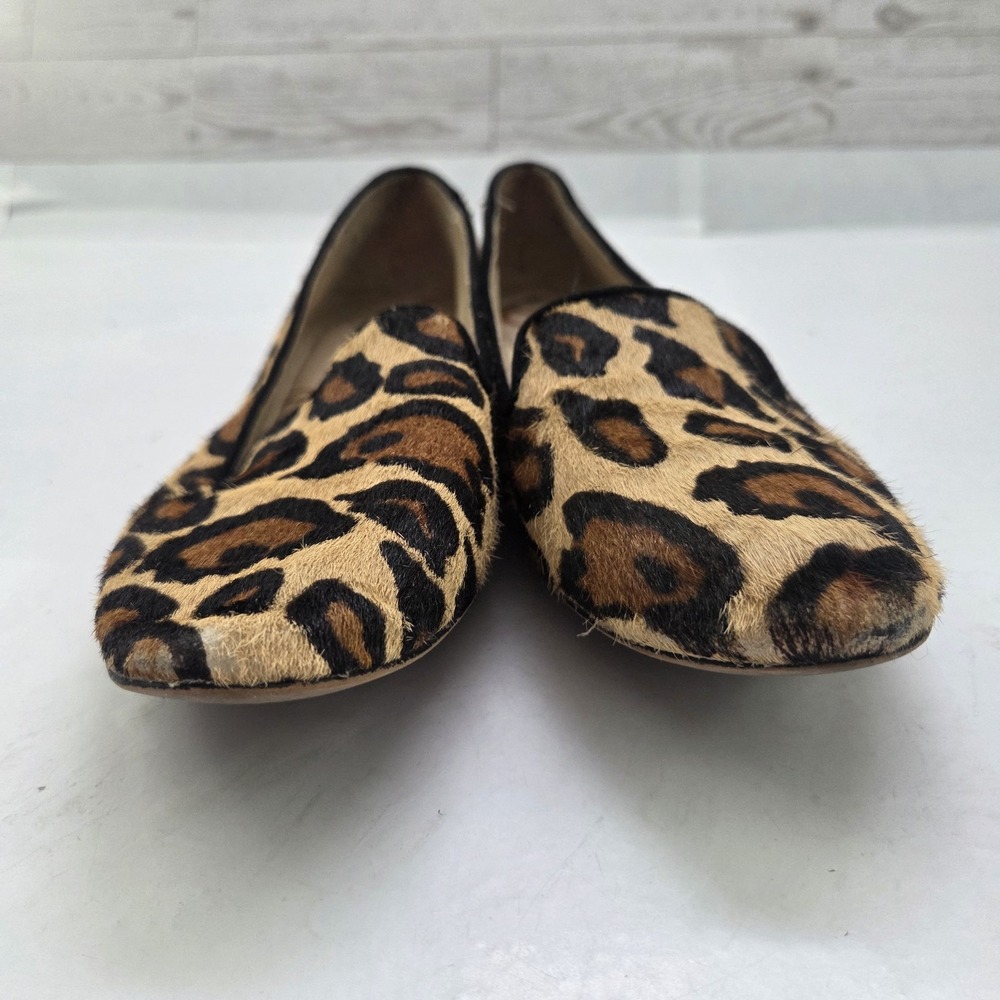 Sam Edelman Loafers Womens 6 M Leopard Calf Hair Smoking Flats Slip On Leather - Picture 6 of 10